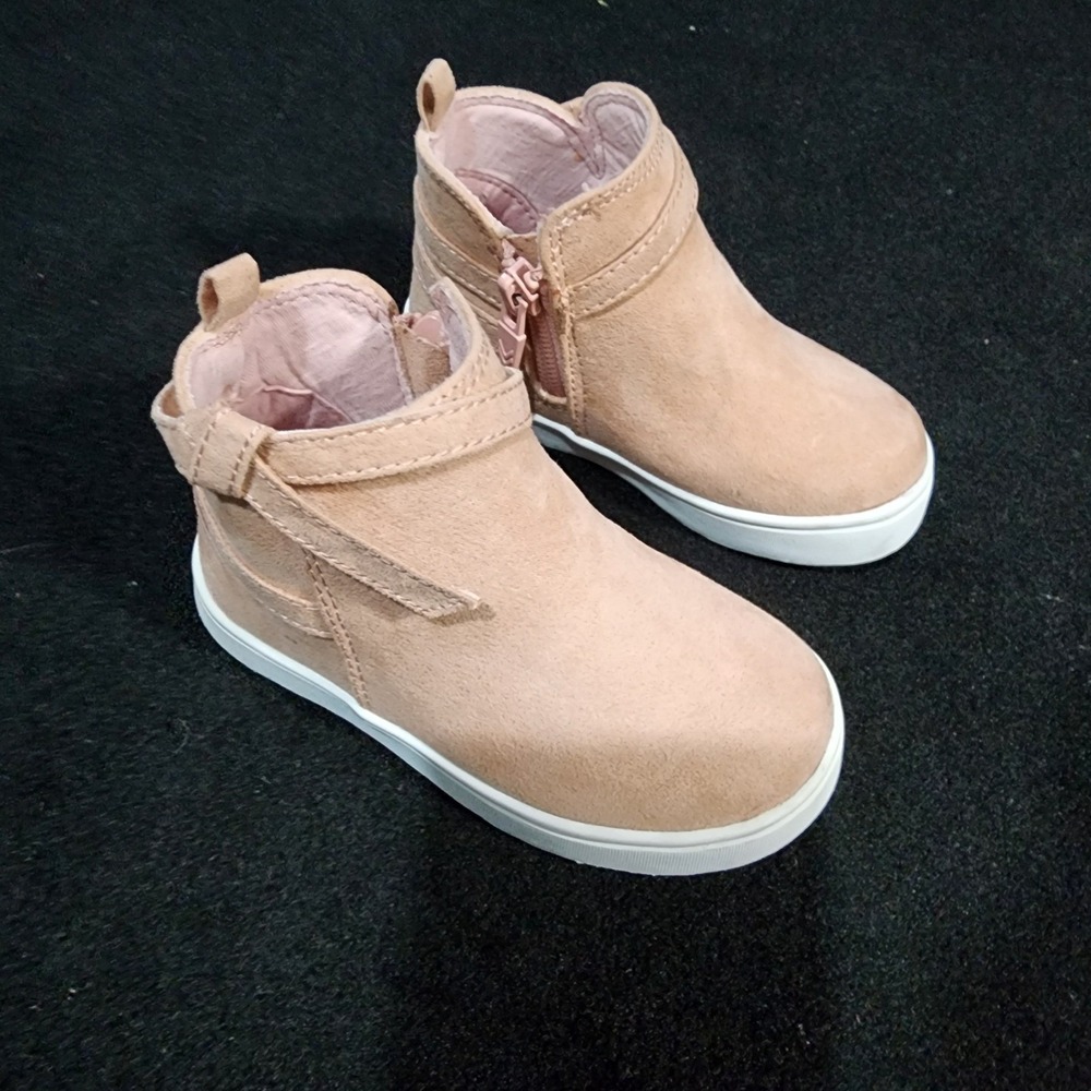 Dr Scholls Kids Boots Tan Suede Zip Side Ankle Booties Size 7 - Picture 2 of 8